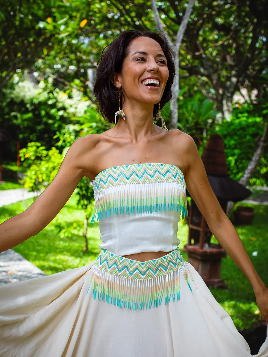 beaded belt for dress Lunita Handmade belt Casablanca Bridal 2555 Sabine Color:Viona Print Silhouette_Laura