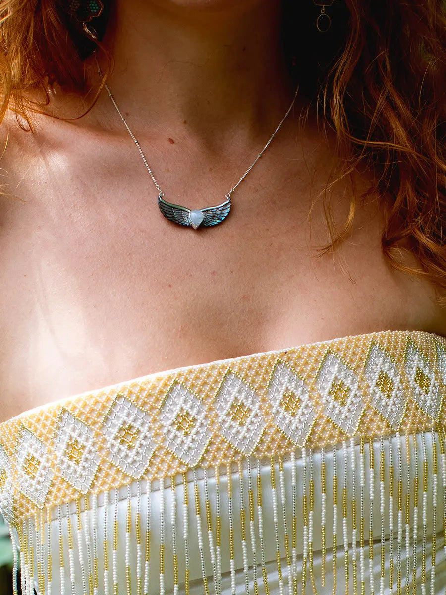 Abalone Moonstone Wings Necklace Earth Wisdom Collection Necklace