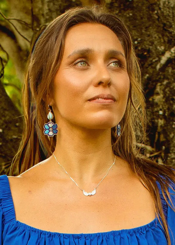 Beaded Bloom Larimar Earrings Earth Wisdom Collection Earrings
