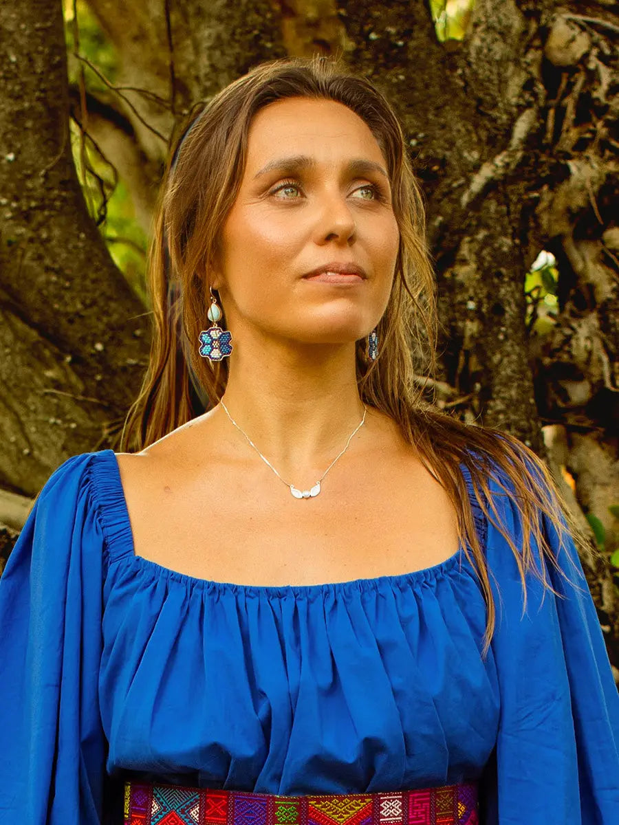 Beaded Bloom Larimar Earrings Earth Wisdom Collection Earrings