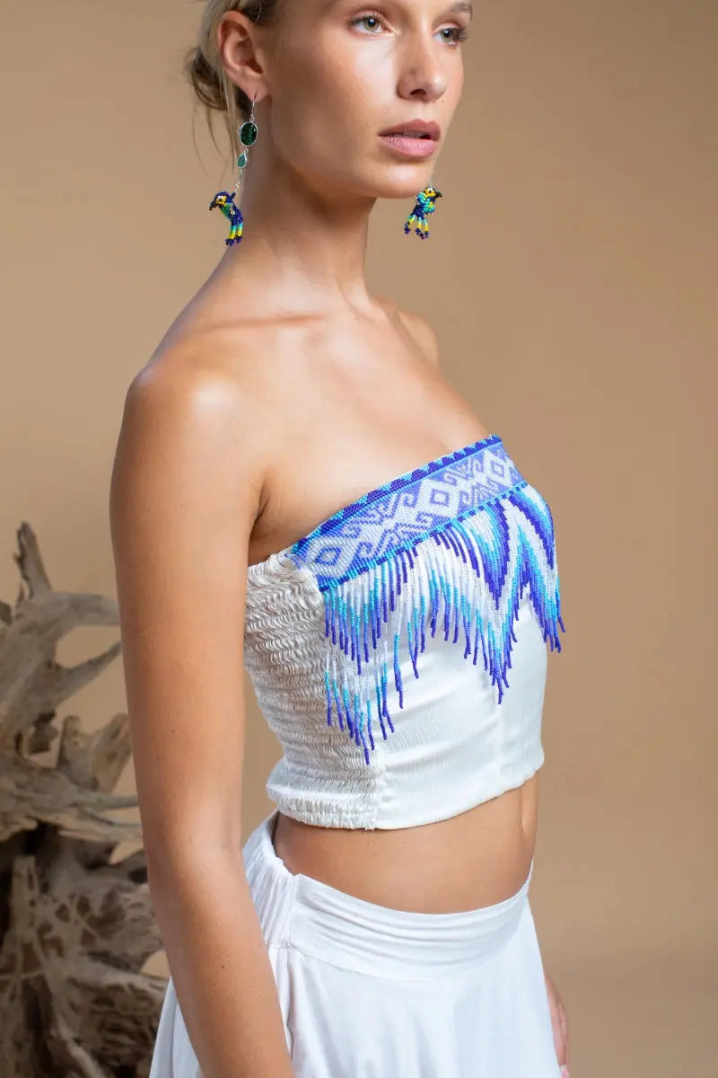 Lunita Beaded Top - Cobalt Mountains Earth Wisdom Collection Shirt