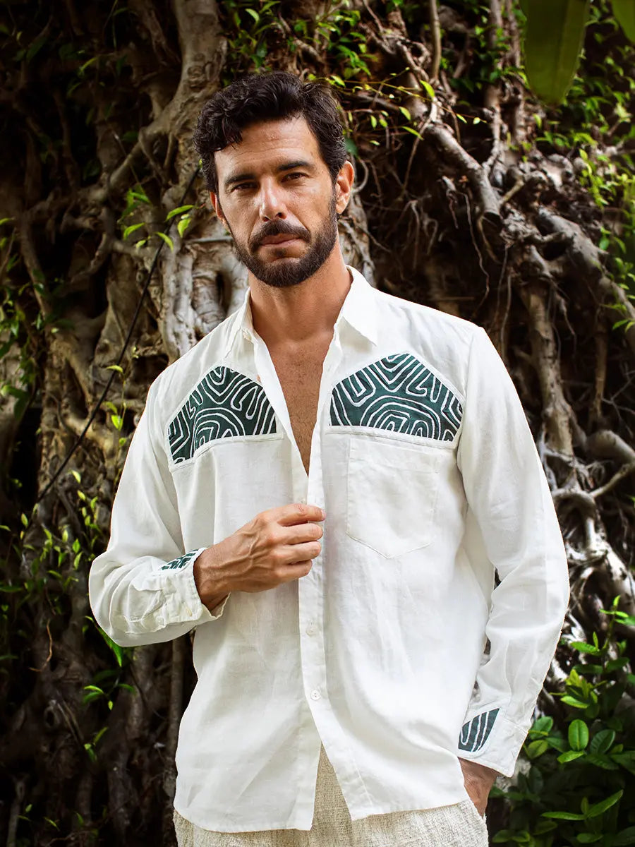 Colombian Mola Embroidery Shirt Earth Wisdom Collection Shirt