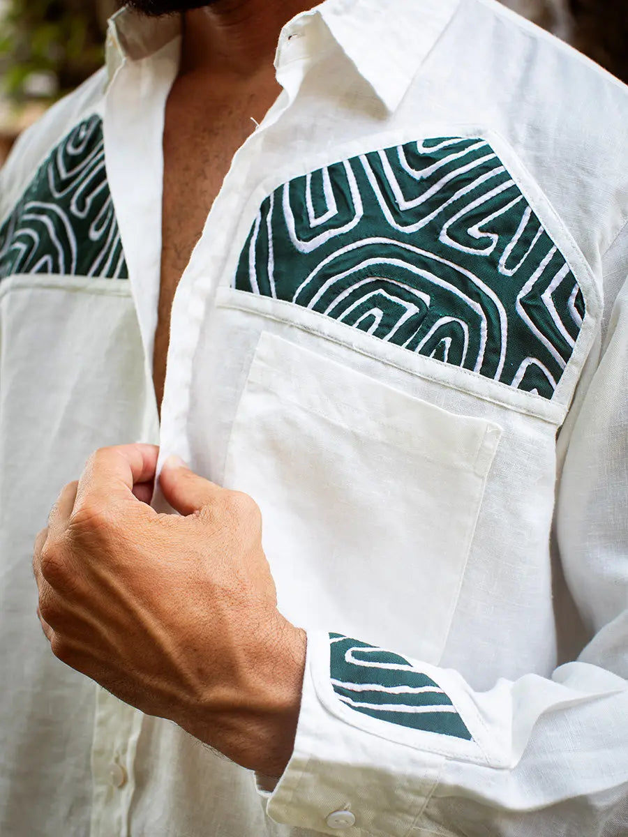 Colombian Mola Embroidery Shirt Earth Wisdom Collection Shirt