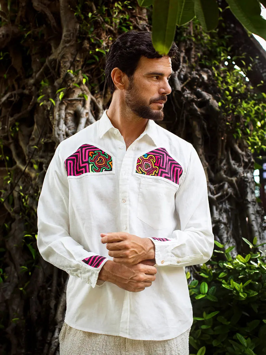 Colombian Mola Embroidery Shirt Earth Wisdom Collection Shirt