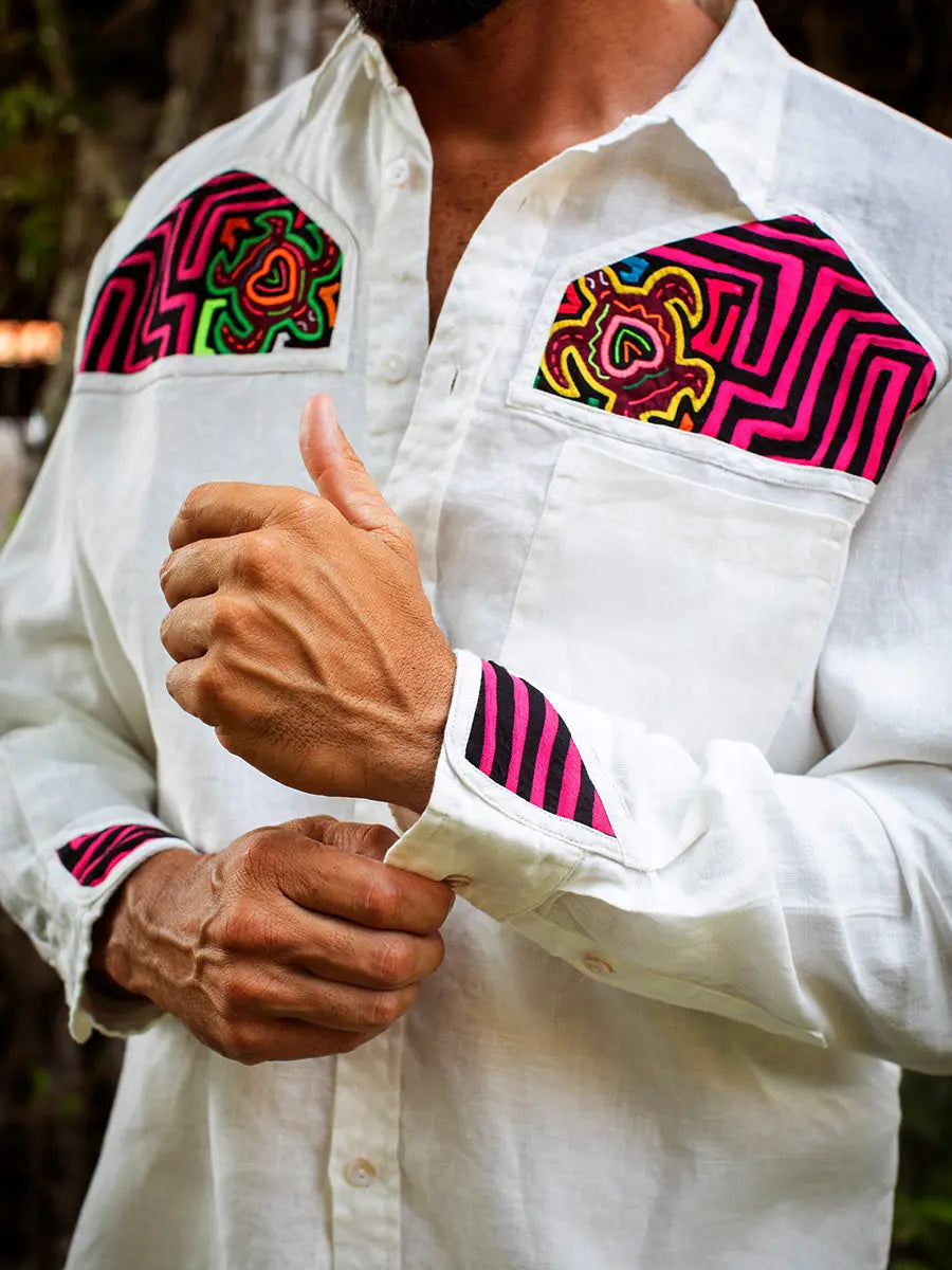 Colombian Mola Embroidery Shirt Earth Wisdom Collection Shirt