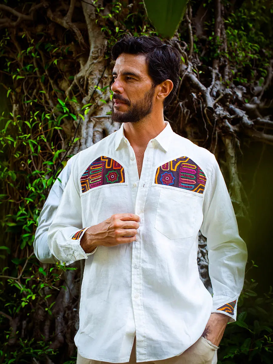 Colombian Mola Embroidery Shirt Earth Wisdom Collection Shirt