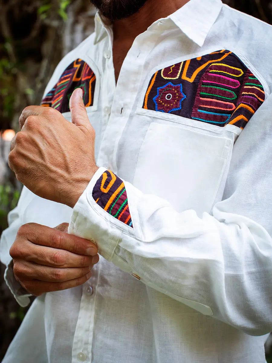 Colombian Mola Embroidery Shirt Earth Wisdom Collection Shirt