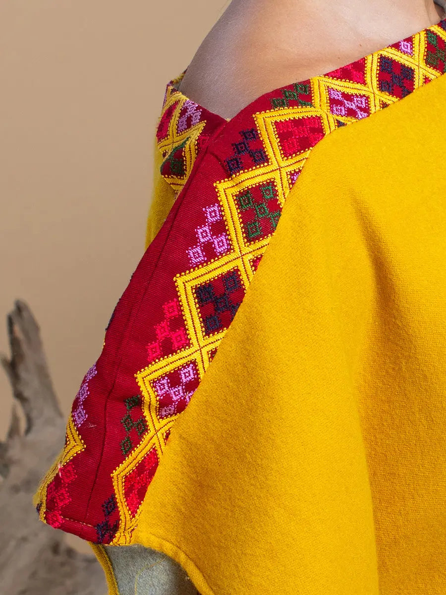 Bhutanese Trim Short Poncho Golden Hour Earth Wisdom Collection Poncho