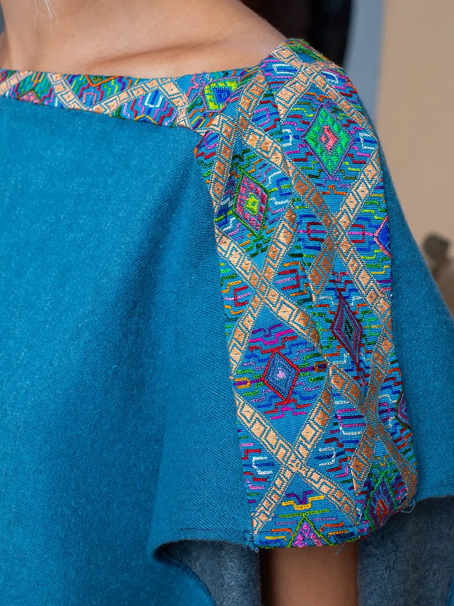 Bhutanese Trim Short Poncho Tide Pool Earth Wisdom Collection Poncho