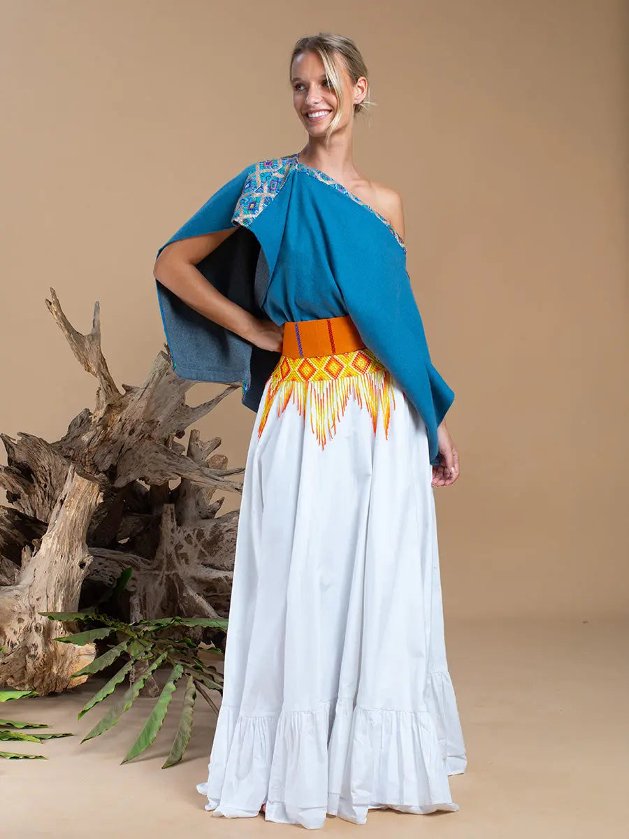 Bhutanese Trim Short Poncho Tide Pool Earth Wisdom Collection Poncho
