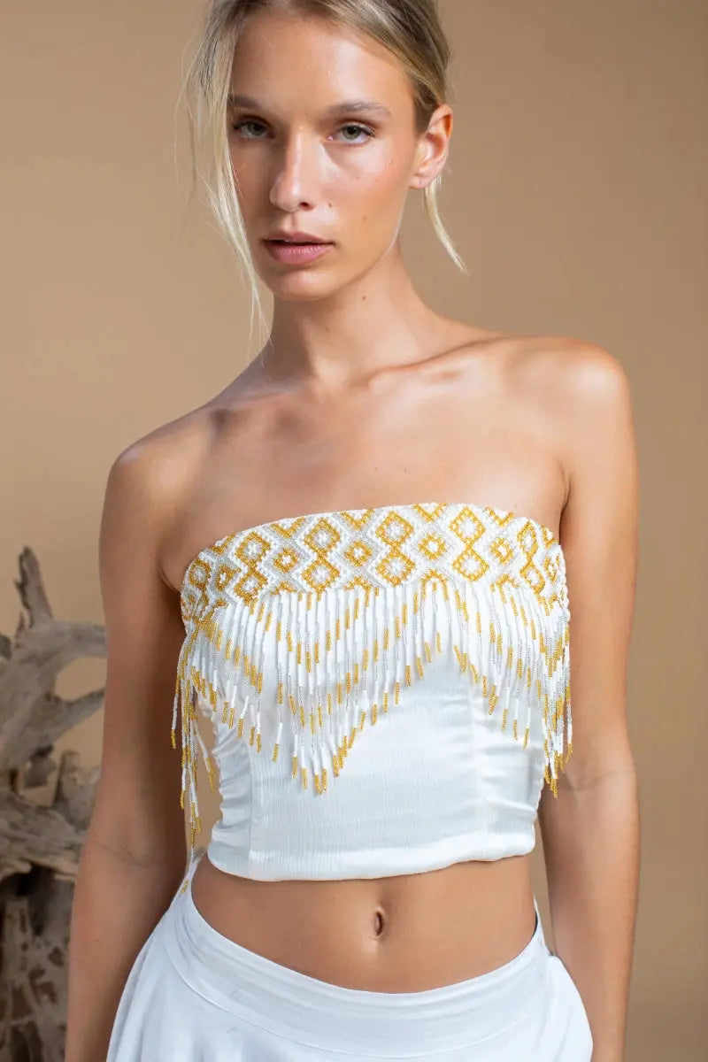 Lunita Beaded Top - Sunrise Rain Earth Wisdom Collection Shirt