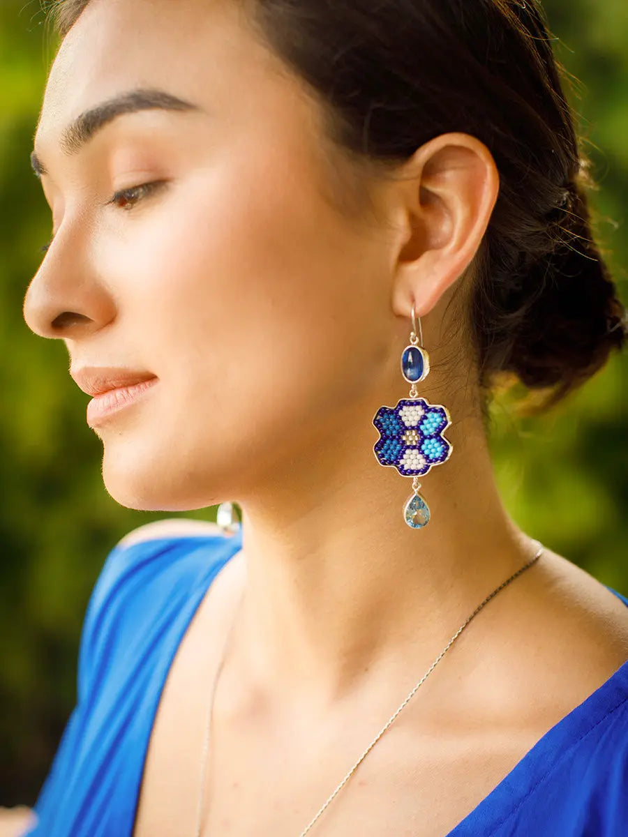 Beaded Bloom Topaz & Lolite Earrings Earth Wisdom Collection Earrings