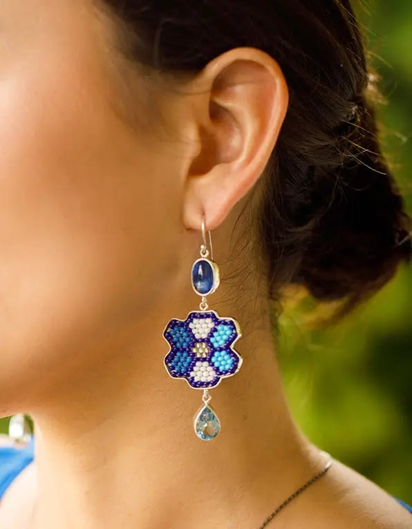 Beaded Bloom Topaz & Iolite Earrings Earth Wisdom Collection Earrings