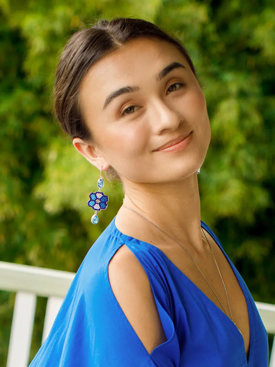 Beaded Bloom Topaz & Lolite Earrings Earth Wisdom Collection Earrings