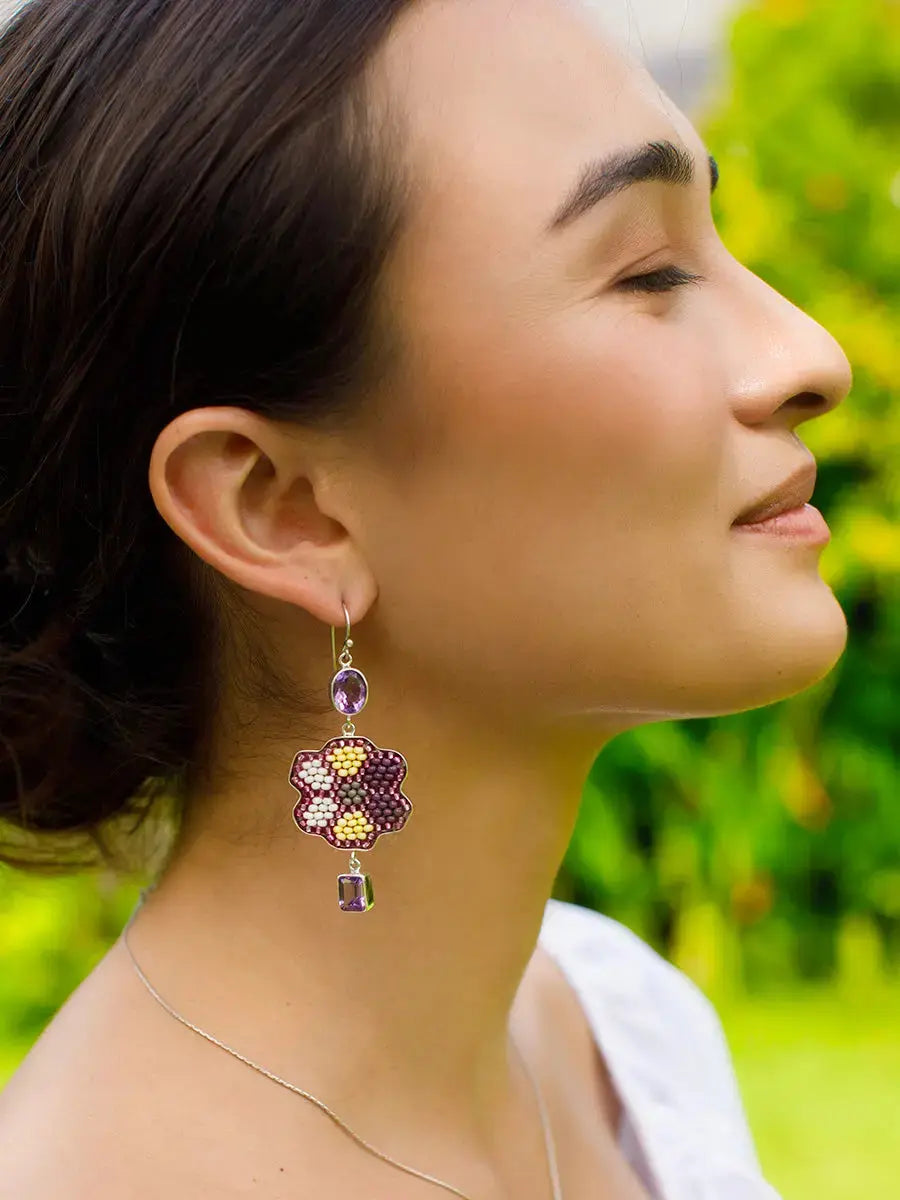 Beaded Bloom Amethyst Earrings Earth Wisdom Collection Earrings