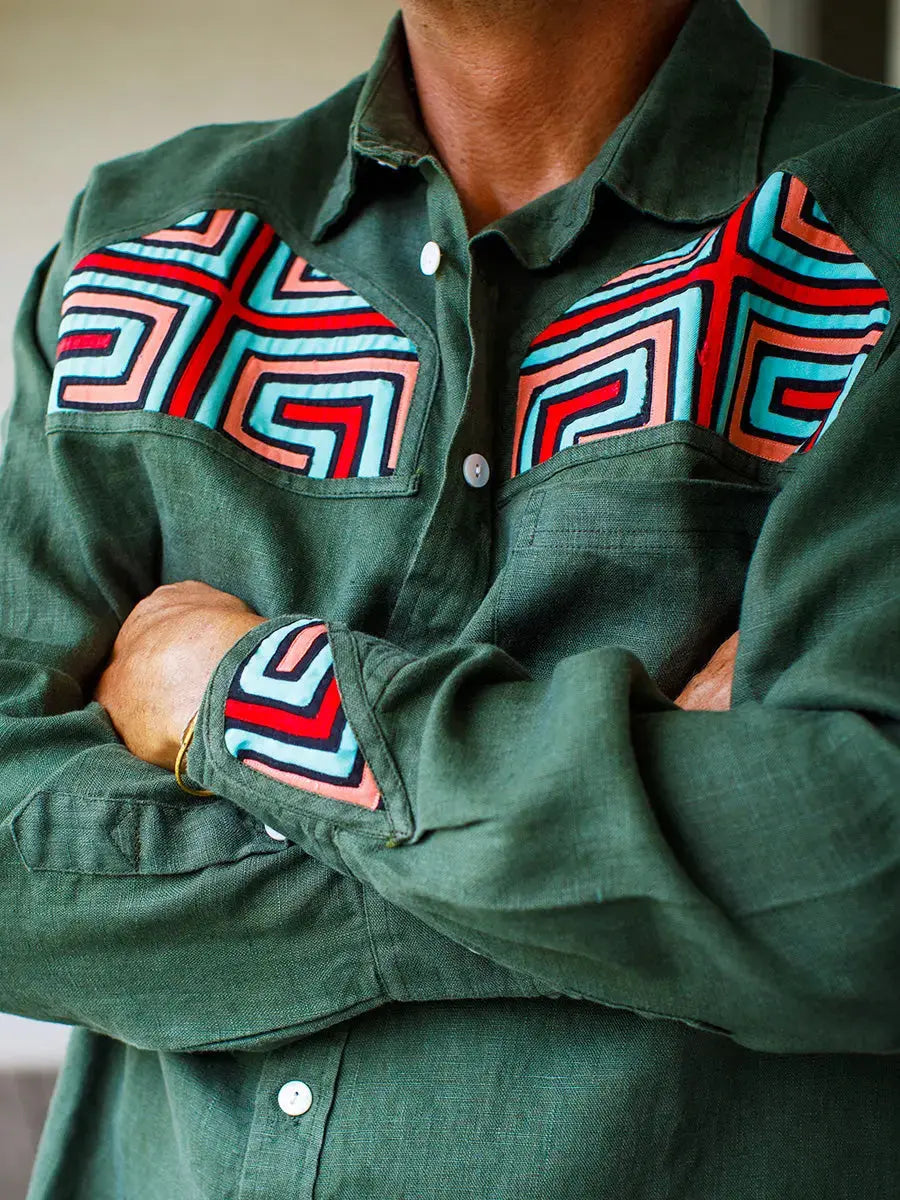 Colombian Mola Embroidery Shirt Earth Wisdom Collection Shirt