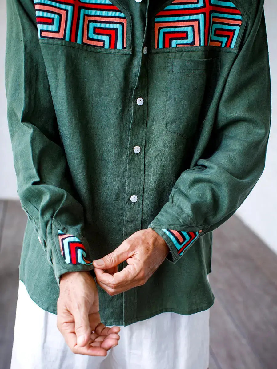Colombian Mola Embroidery Shirt Earth Wisdom Collection Shirt