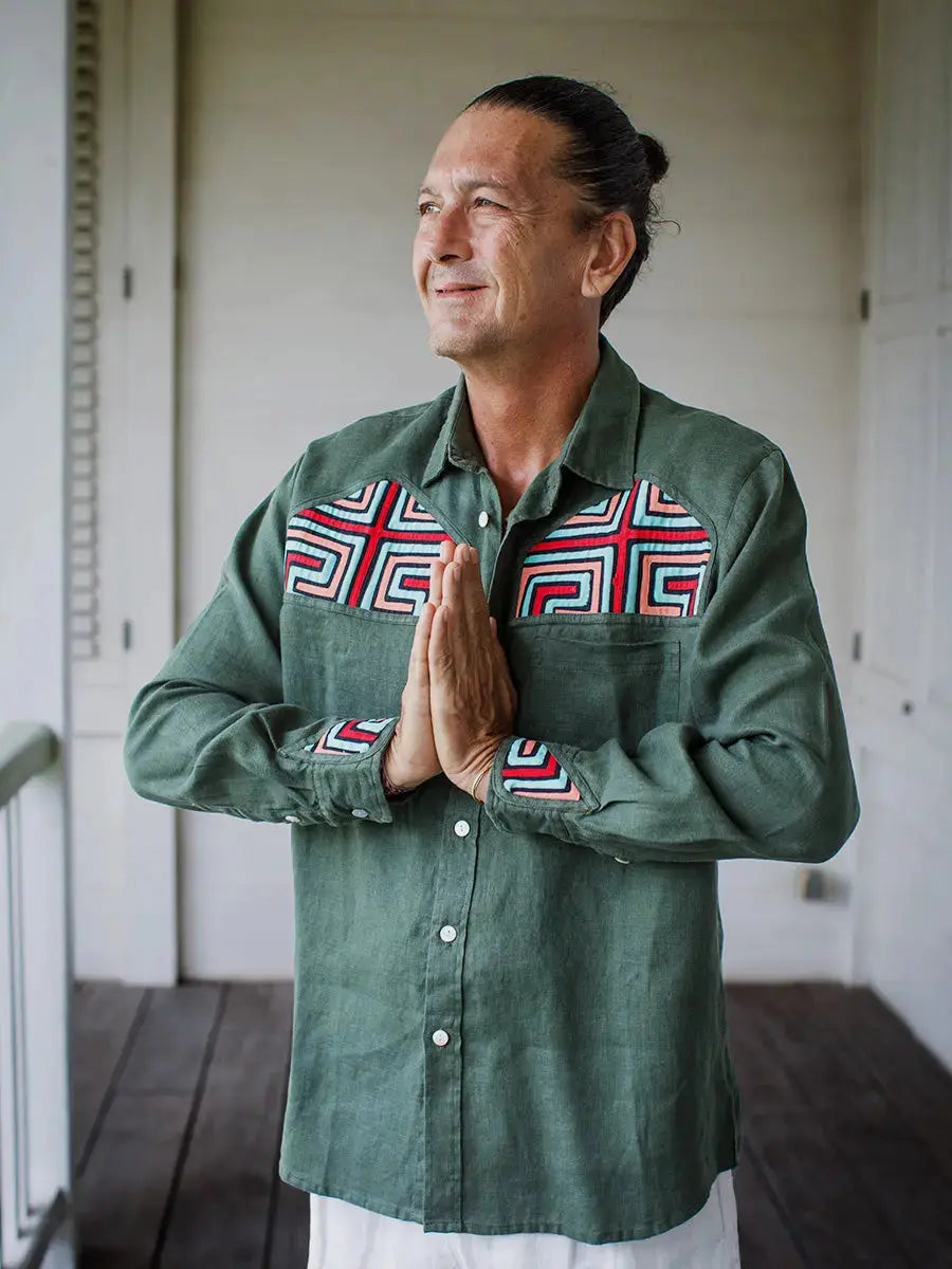 Colombian Mola Embroidery Shirt Earth Wisdom Collection Shirt