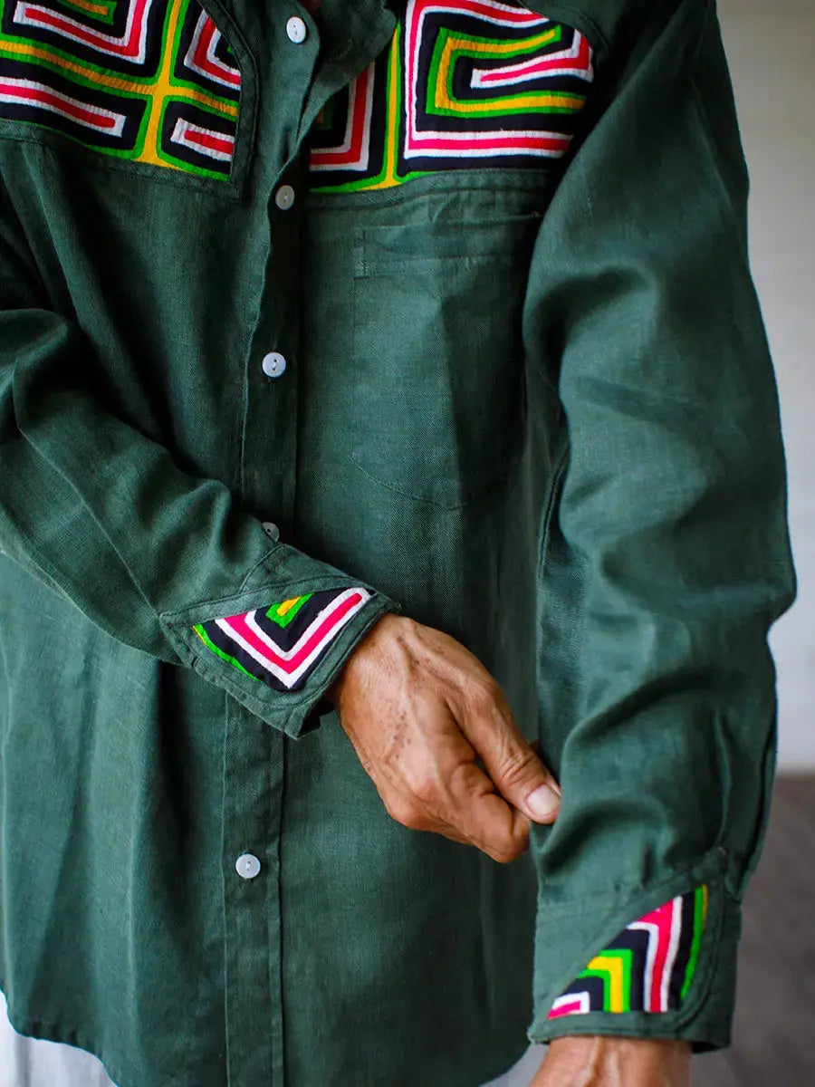 Colombian Mola Embroidery Shirt Earth Wisdom Collection Shirt