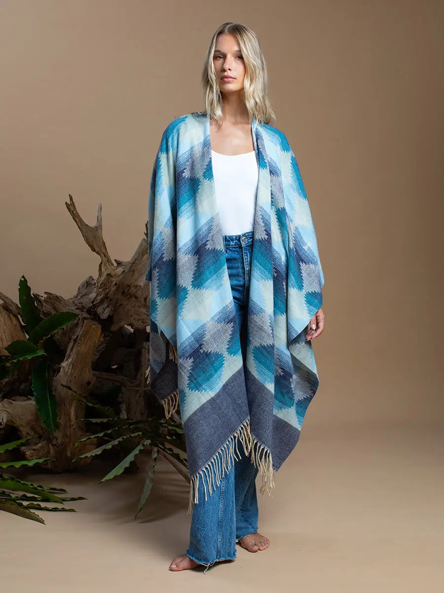 Himalayan Poncho Cool Iris Earth Wisdom Collection Poncho