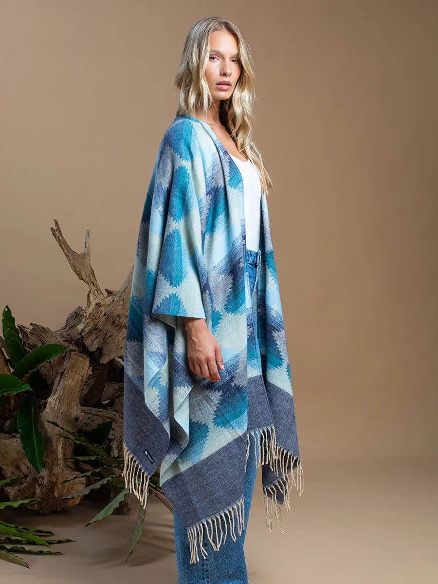 Himalayan Poncho Cool Iris Earth Wisdom Collection Poncho
