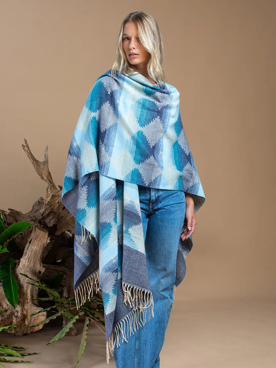 Himalayan Poncho Cool Iris Earth Wisdom Collection Poncho