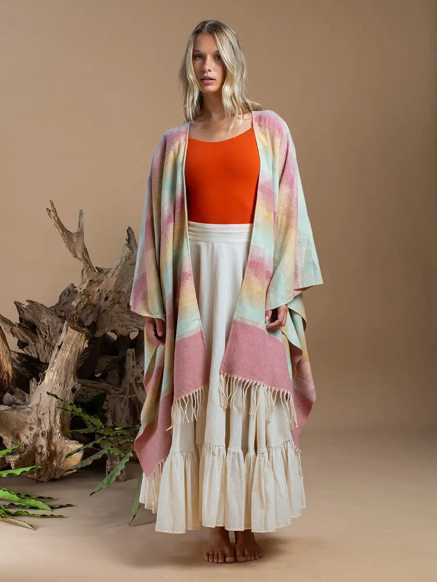 Himalayan Poncho Cherry Blossom Earth Wisdom Collection Poncho