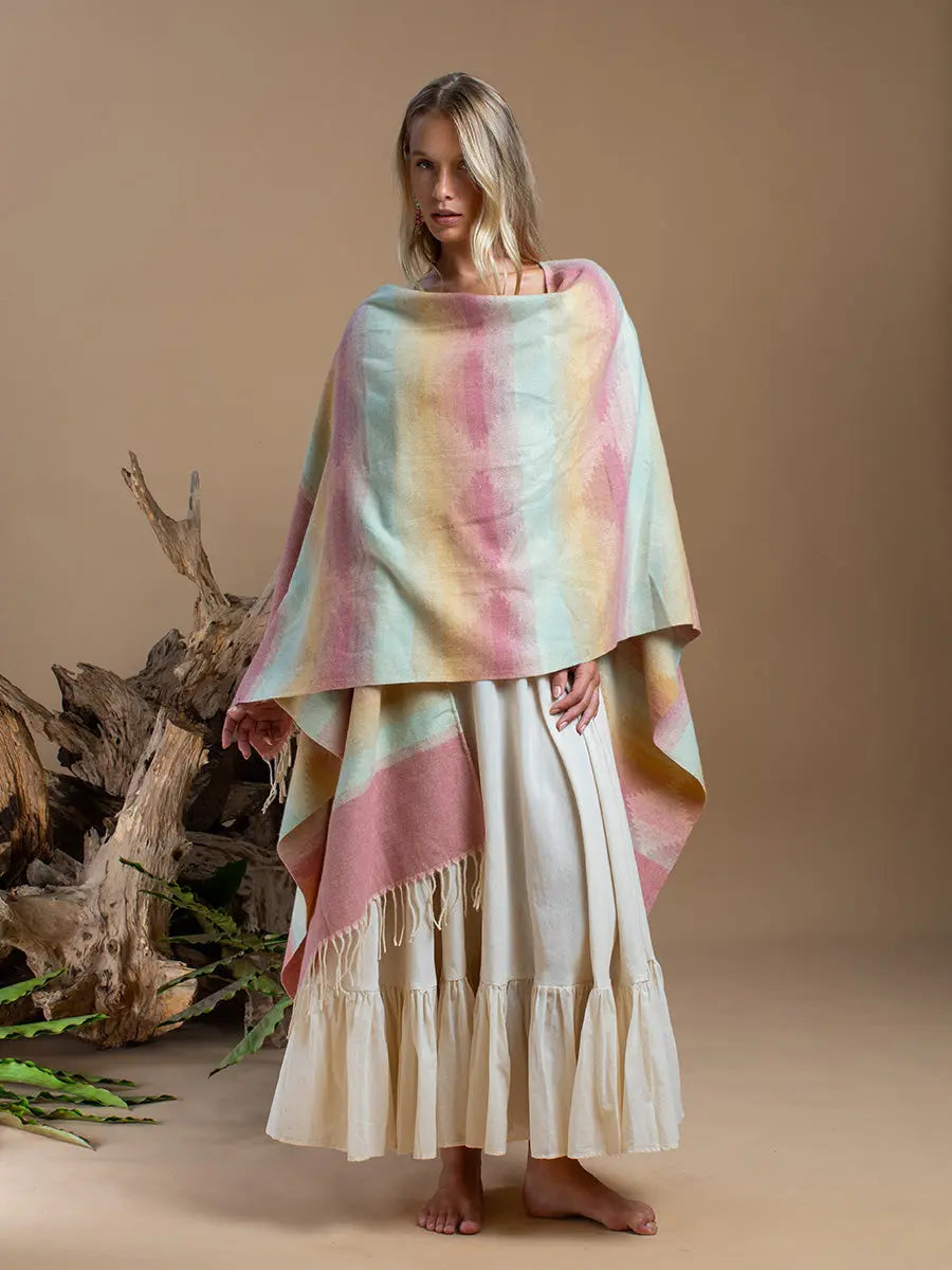 Himalayan Poncho Cherry Blossom Earth Wisdom Collection Poncho