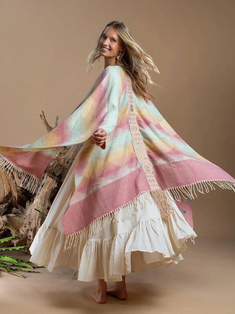 Himalayan Poncho Cherry Blossom Earth Wisdom Collection Poncho