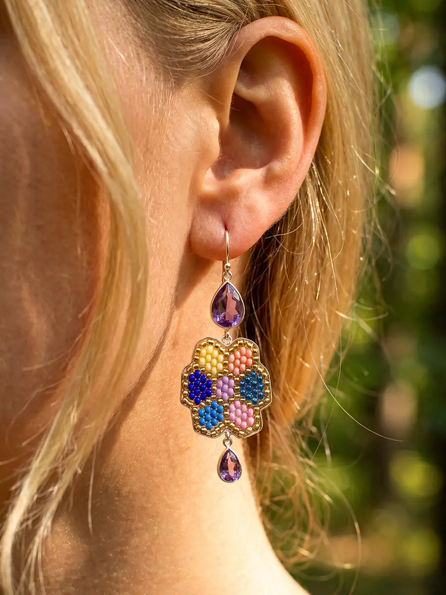 Beaded Bloom Amethyst Earrings Earth Wisdom Collection Earrings