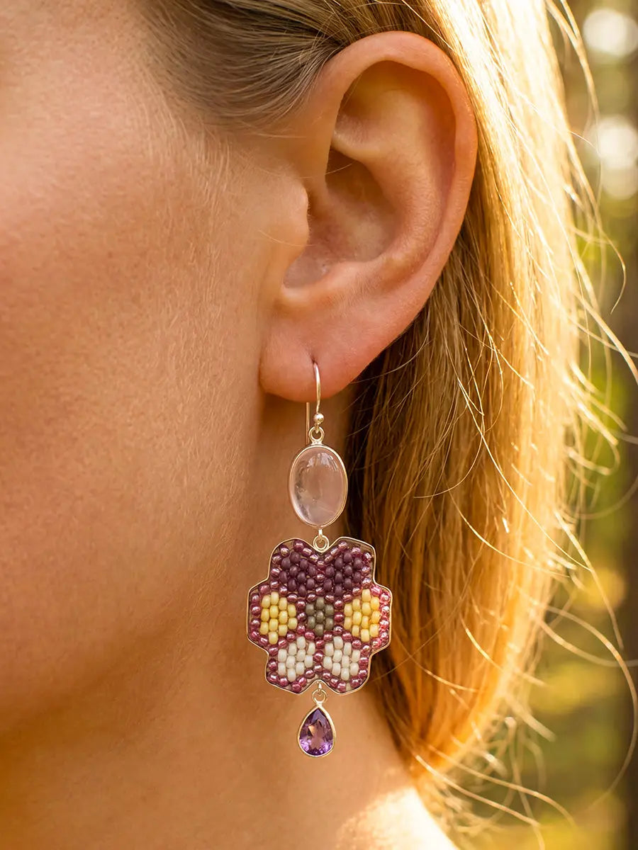 Beaded Bloom Amethyst Earrings Earth Wisdom Collection Earrings