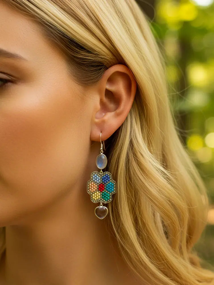 Beaded Bloom Moonstone Earrings Earth Wisdom Collection Earrings