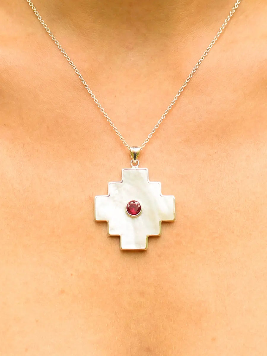 Silver Chakana Gemstone Necklace Earth Wisdom Collection Necklace