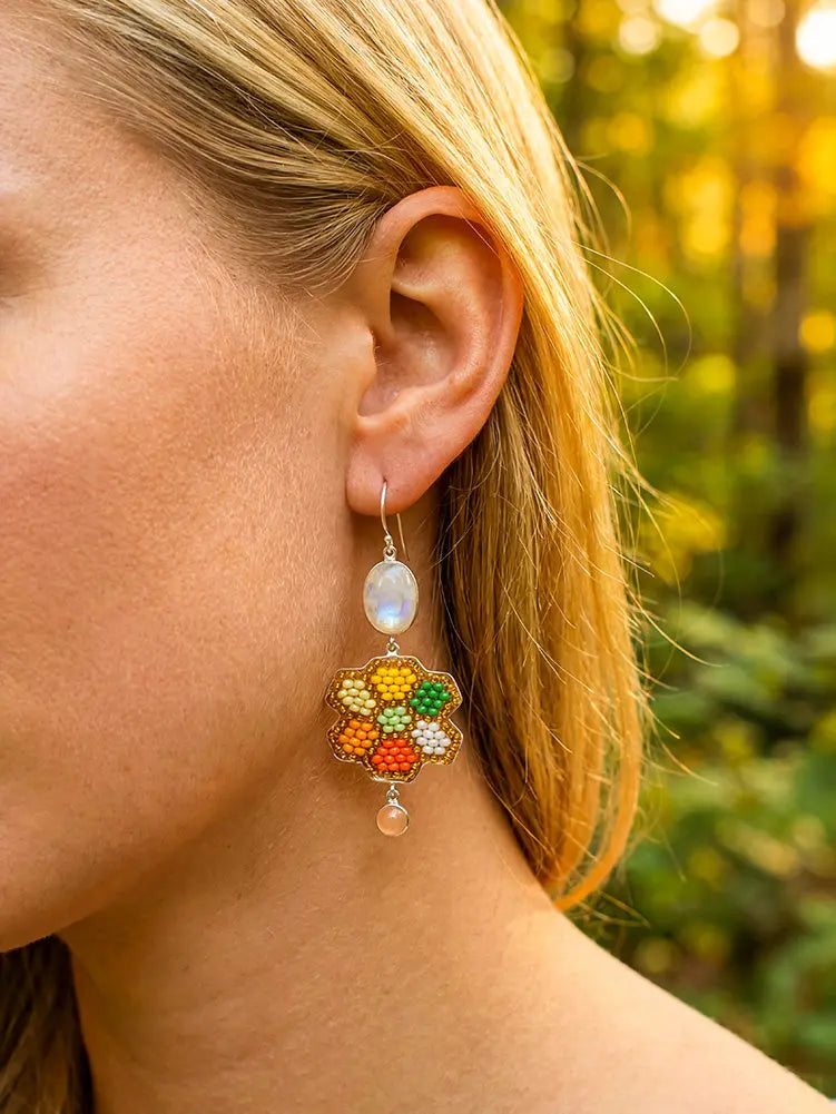 Beaded Bloom Moonstone Earrings Earth Wisdom Collection Earrings