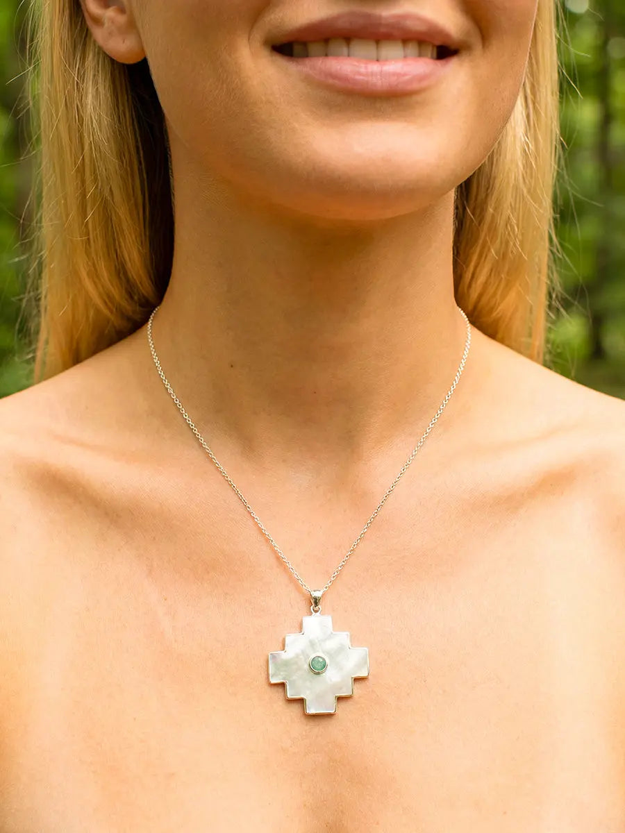 Silver Chakana Gemstone Necklace Earth Wisdom Collection Necklace
