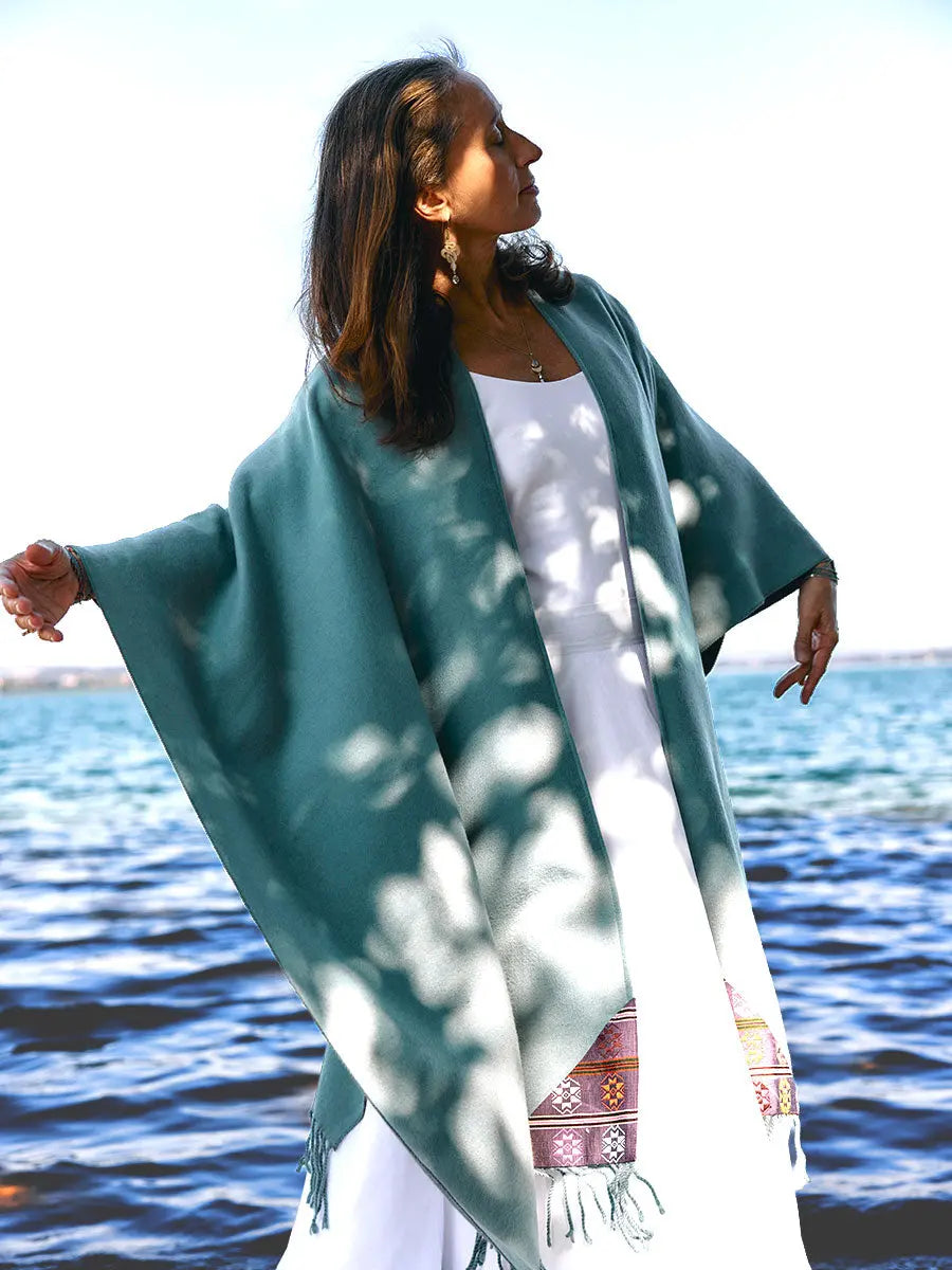 Himalayan Poncho Mountain Caps Earth Wisdom Collection Poncho