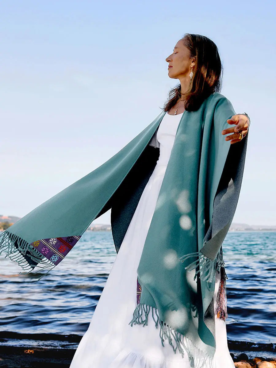 Himalayan Poncho Mountain Caps Earth Wisdom Collection Poncho