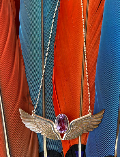 Amethyst Mabeshell Wings Necklace