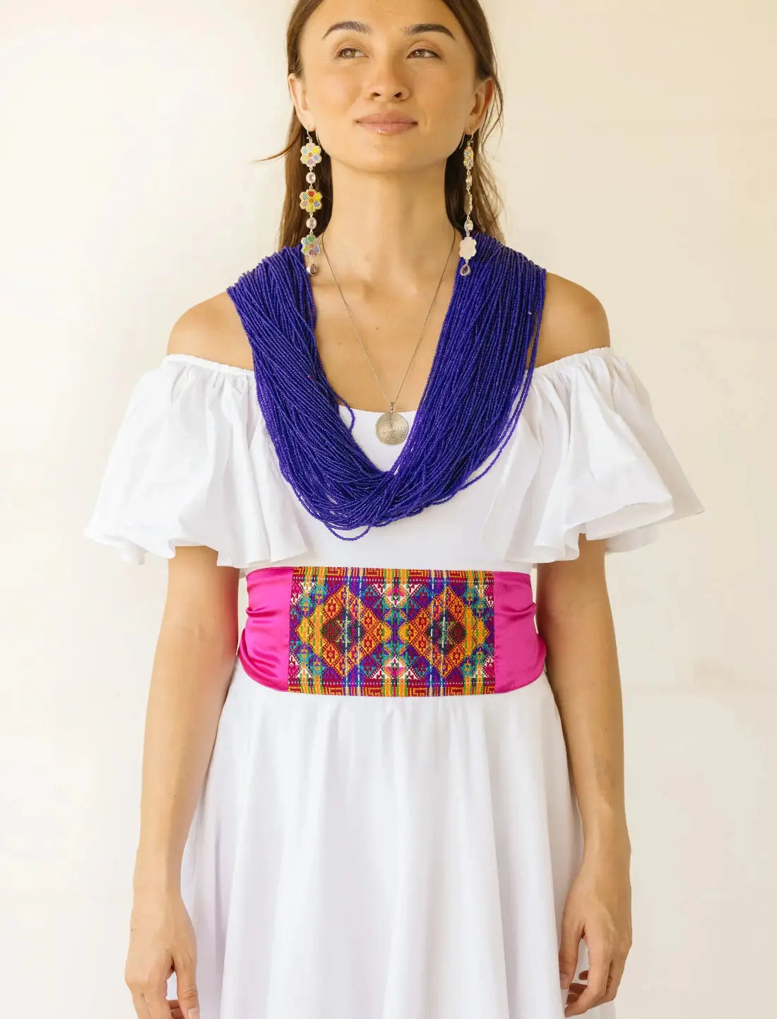 Double Gold Diamond Pink Silk Belt Earth Wisdom Collection