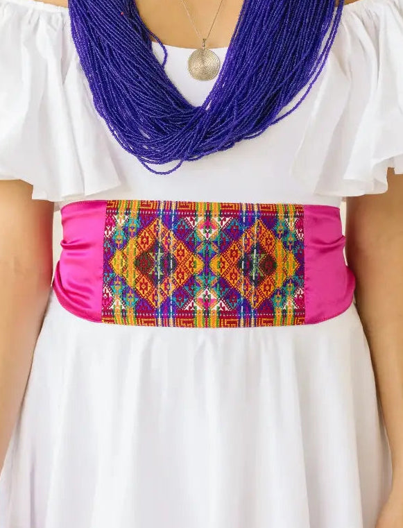 Double Gold Diamond Pink Silk Belt Earth Wisdom Collection