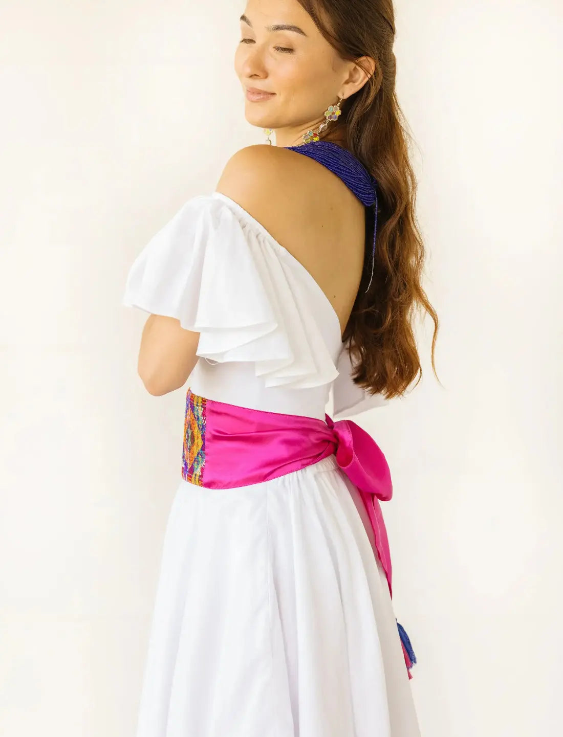 Double Gold Diamond Pink Silk Belt Earth Wisdom Collection