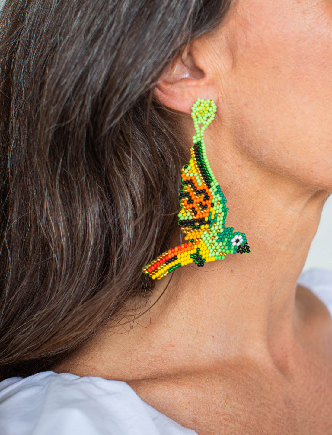 Earrings Green Parrot