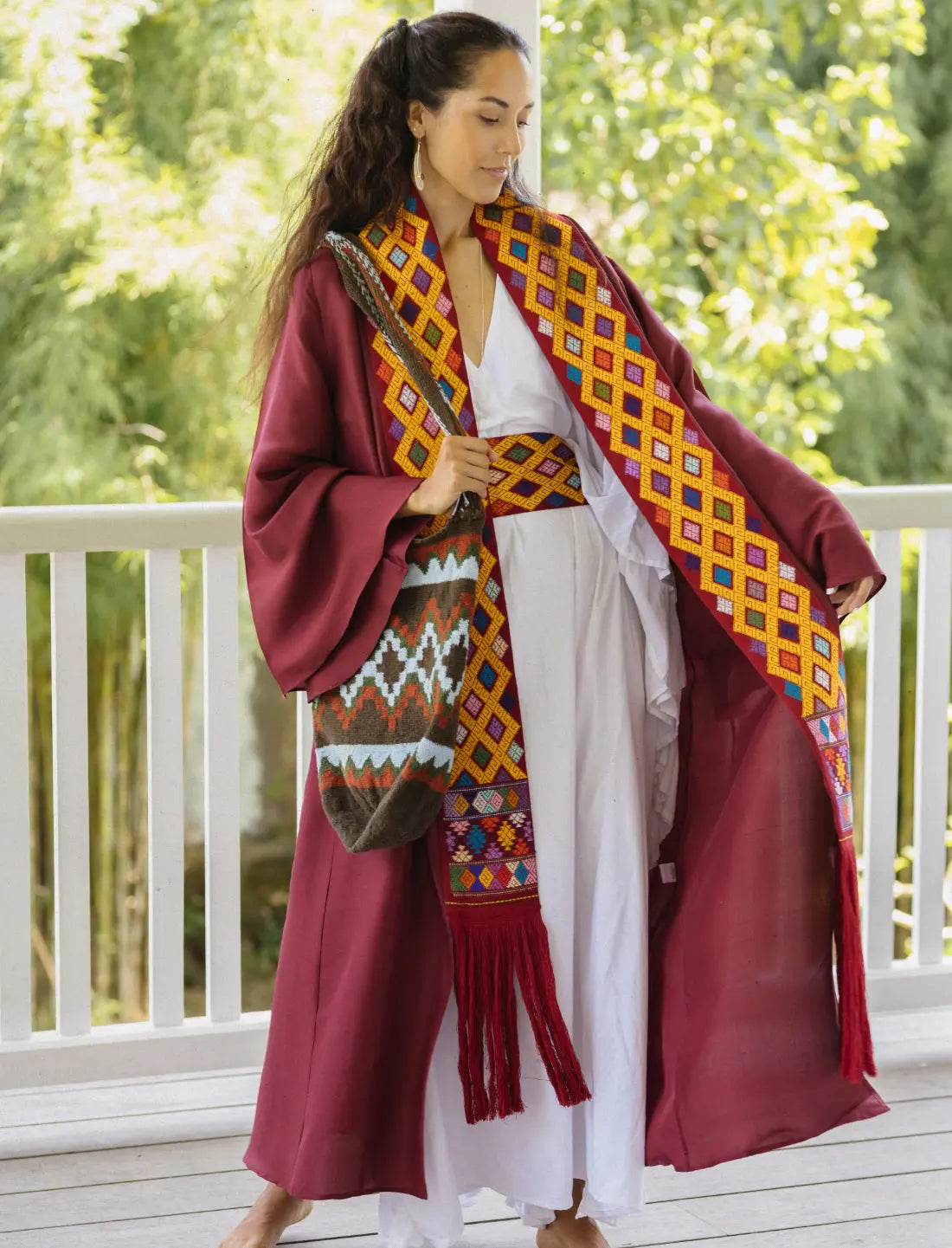 Eternal Knot Embroidered Silk Kimono Earth Wisdom Collection