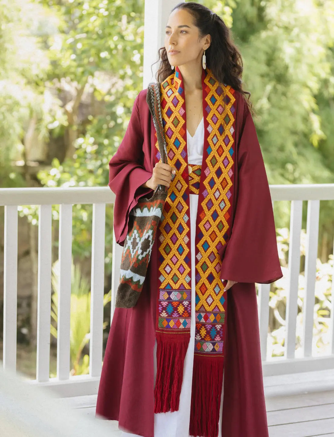 Eternal Knot Embroidered Silk Kimono Earth Wisdom Collection