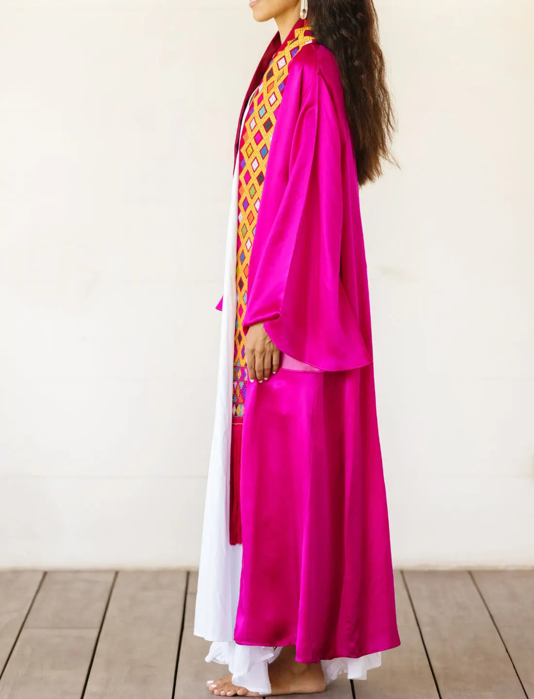 Eternal Knot Embroidered Silk Kimono Earth Wisdom Collection