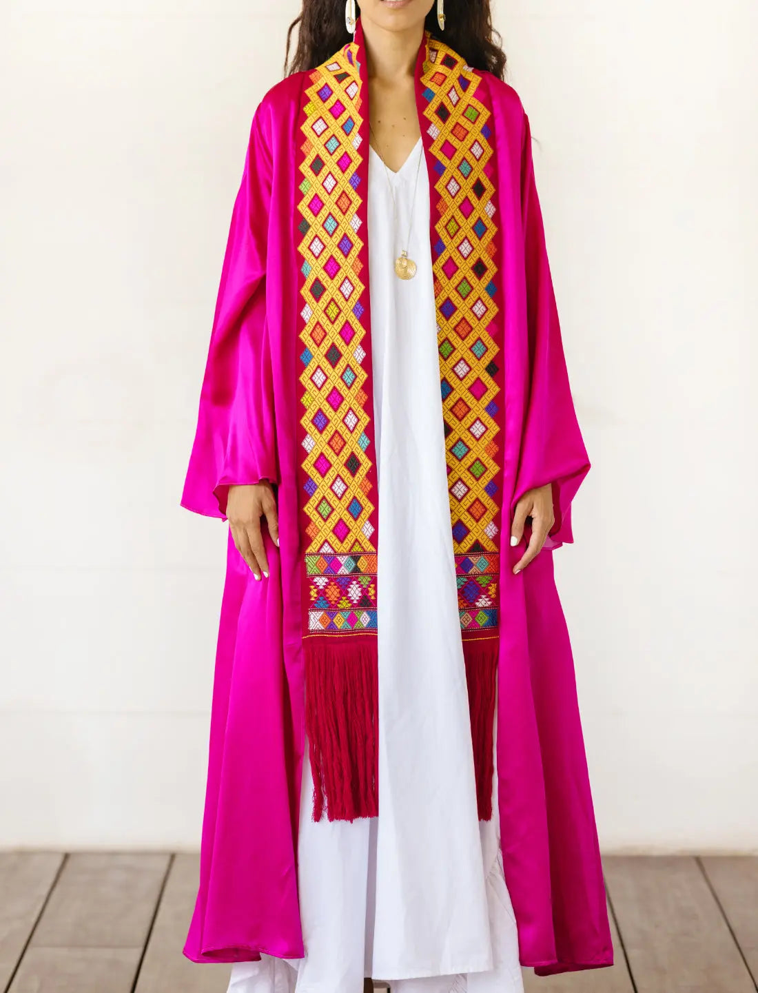 Eternal Knot Embroidered Silk Kimono Earth Wisdom Collection