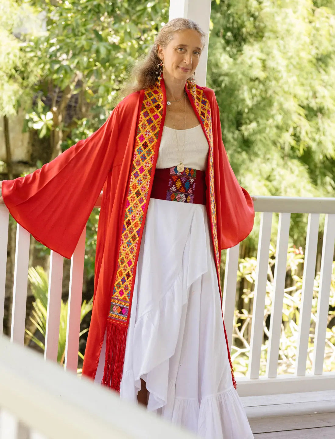 Eternal Knot Embroidered Silk Kimono Earth Wisdom Collection