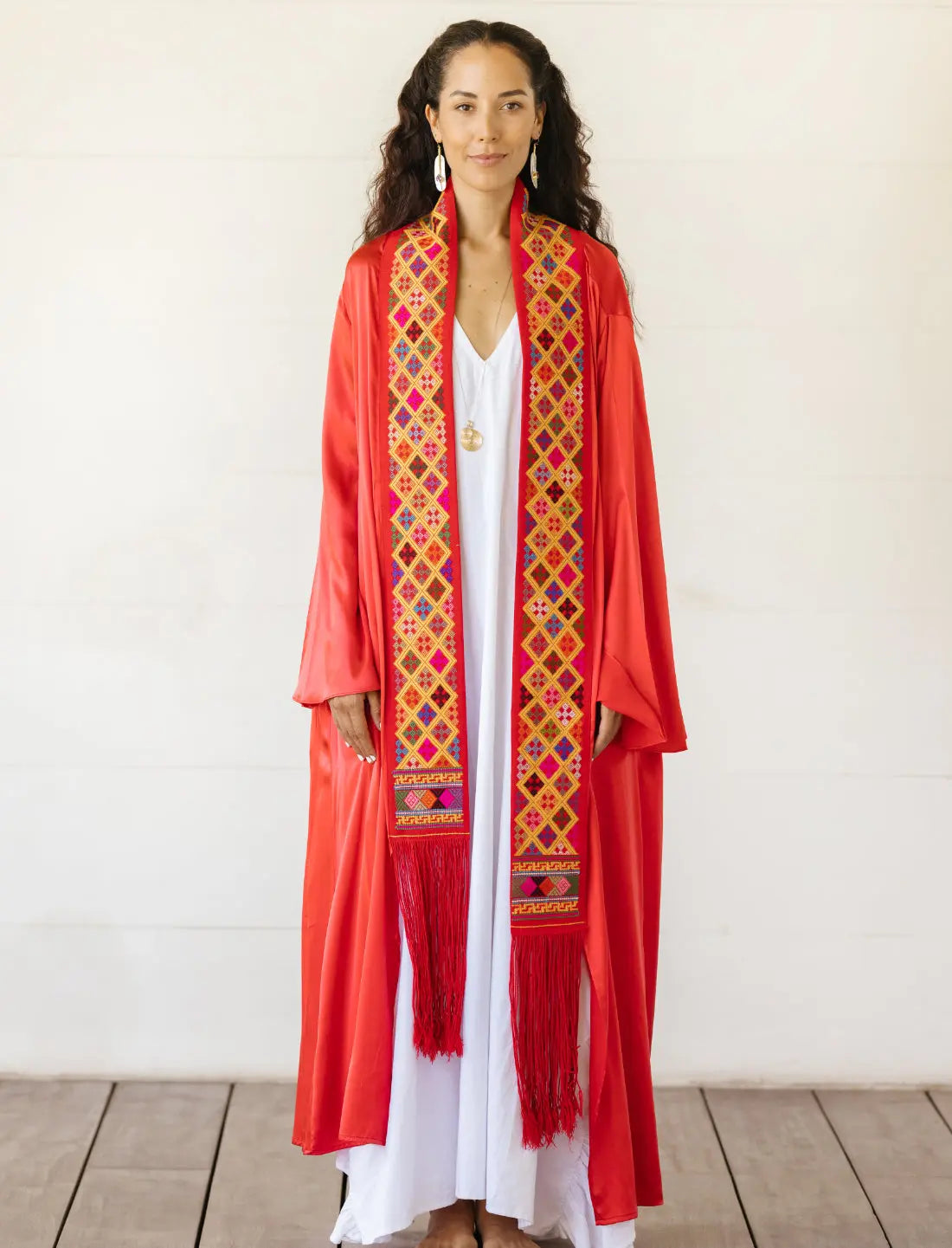 Eternal Knot Embroidered Silk Kimono Earth Wisdom Collection