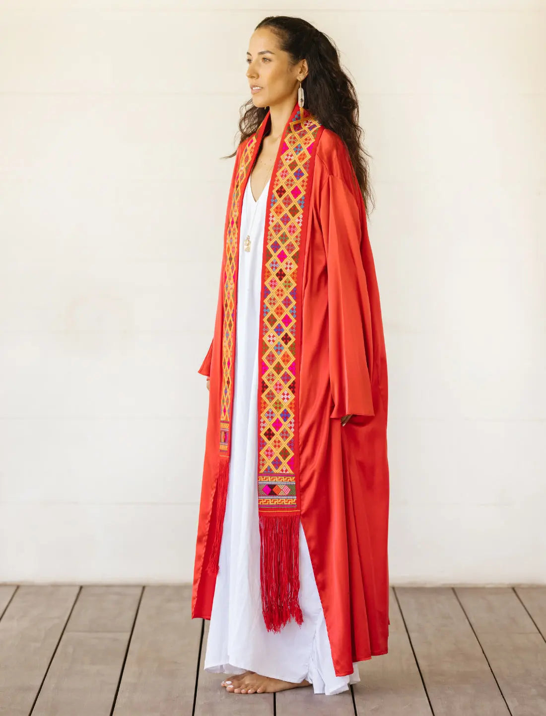 Eternal Knot Embroidered Silk Kimono Earth Wisdom Collection