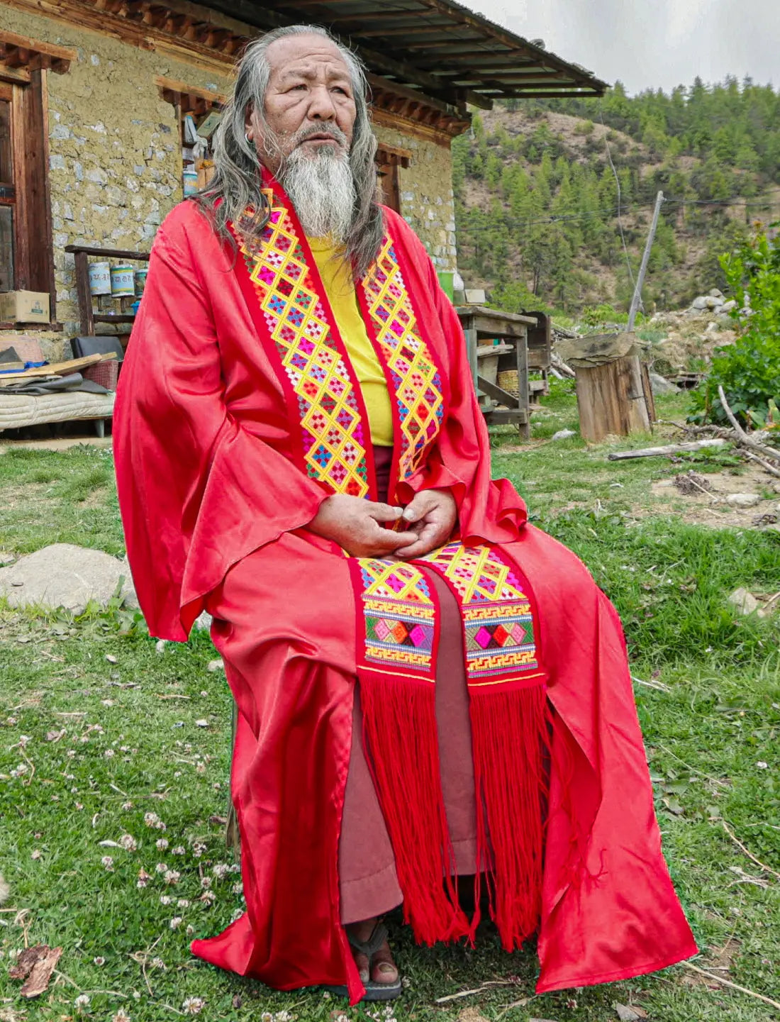 Eternal Knot Embroidered Silk Kimono Earth Wisdom Collection